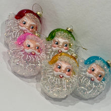 Load image into Gallery viewer, Iridescent Santa Head Ornament