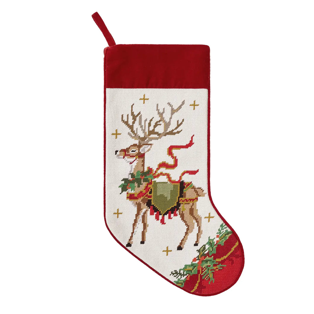 Reindeer w/ Wreath Stocking