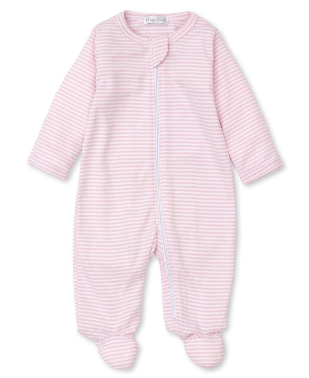 Pink Stripe Footie w/Zipper