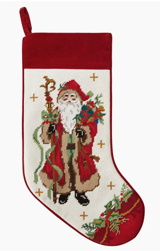 Santa with Staff NP EMB Stocking