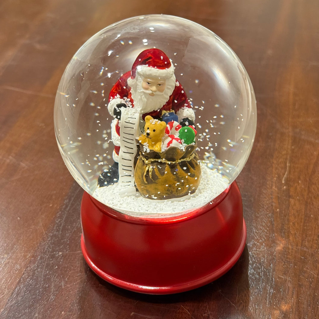 Santa and List Snow Globe