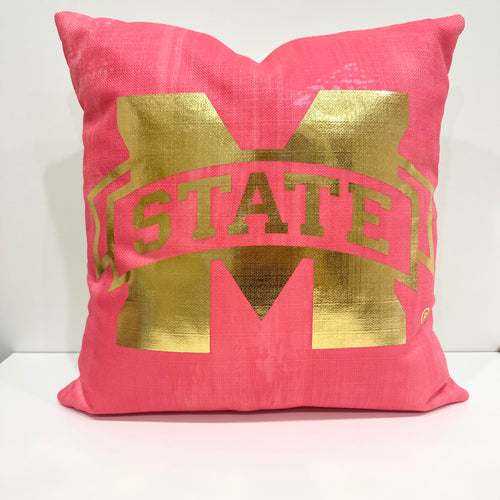 Gold Foil MS State Logo pillow