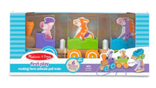 Load image into Gallery viewer, First Play Wooden Rocking Farm Animals Pull Train