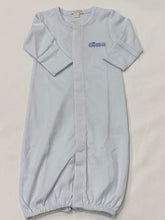 Load image into Gallery viewer, Light Blue Striped Convertor Gown with Trains Hand Embroidered (SM)