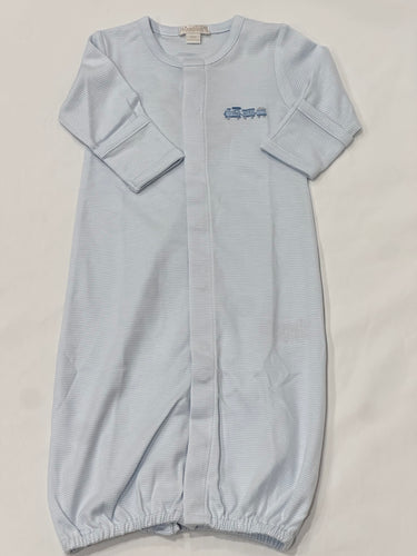 Light Blue Striped Convertor Gown with Trains Hand Embroidered (SM)
