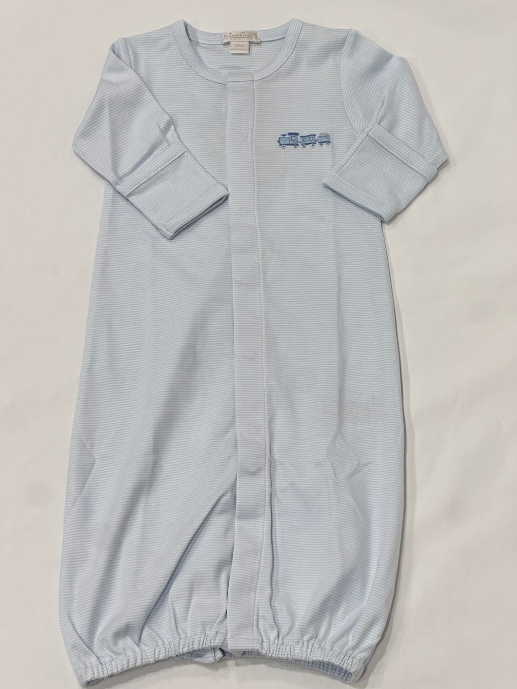 Light Blue Striped Convertor Gown with Trains Hand Embroidered (SM)
