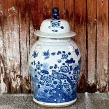 Load image into Gallery viewer, XL Blue/White Bird Flower Porcelain Temple Jar
