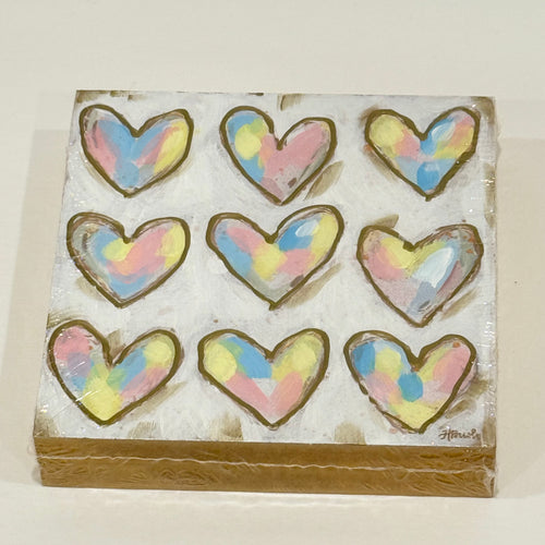 Pastel Hearts Table Sign 6x6