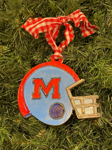 Ole Miss Helmet Wooden Ornament