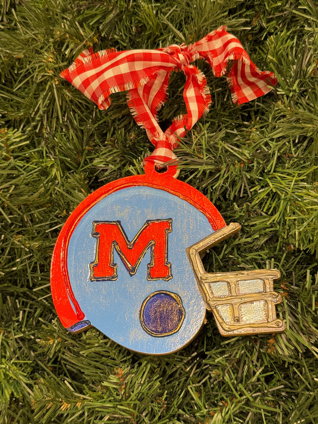 Ole Miss Helmet Wooden Ornament