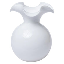Load image into Gallery viewer, Hibiscus Glass White Fluted Vase