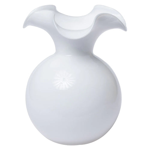 Hibiscus Glass White Fluted Vase