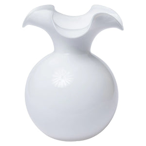 Hibiscus Glass White Fluted Vase