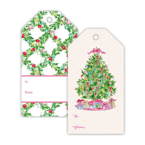 Pink Christmas Tree Gift Tag- 10 ct