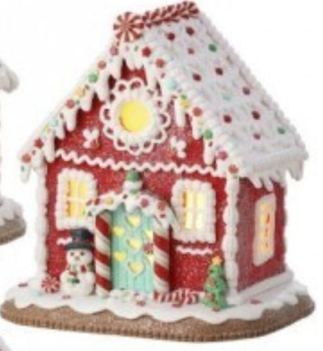 Led Candycane Lane House 8.5’’ Red