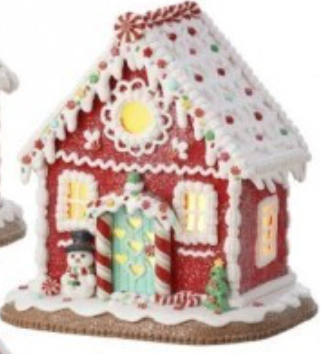 Led Candycane Lane House 8.5’’ Red