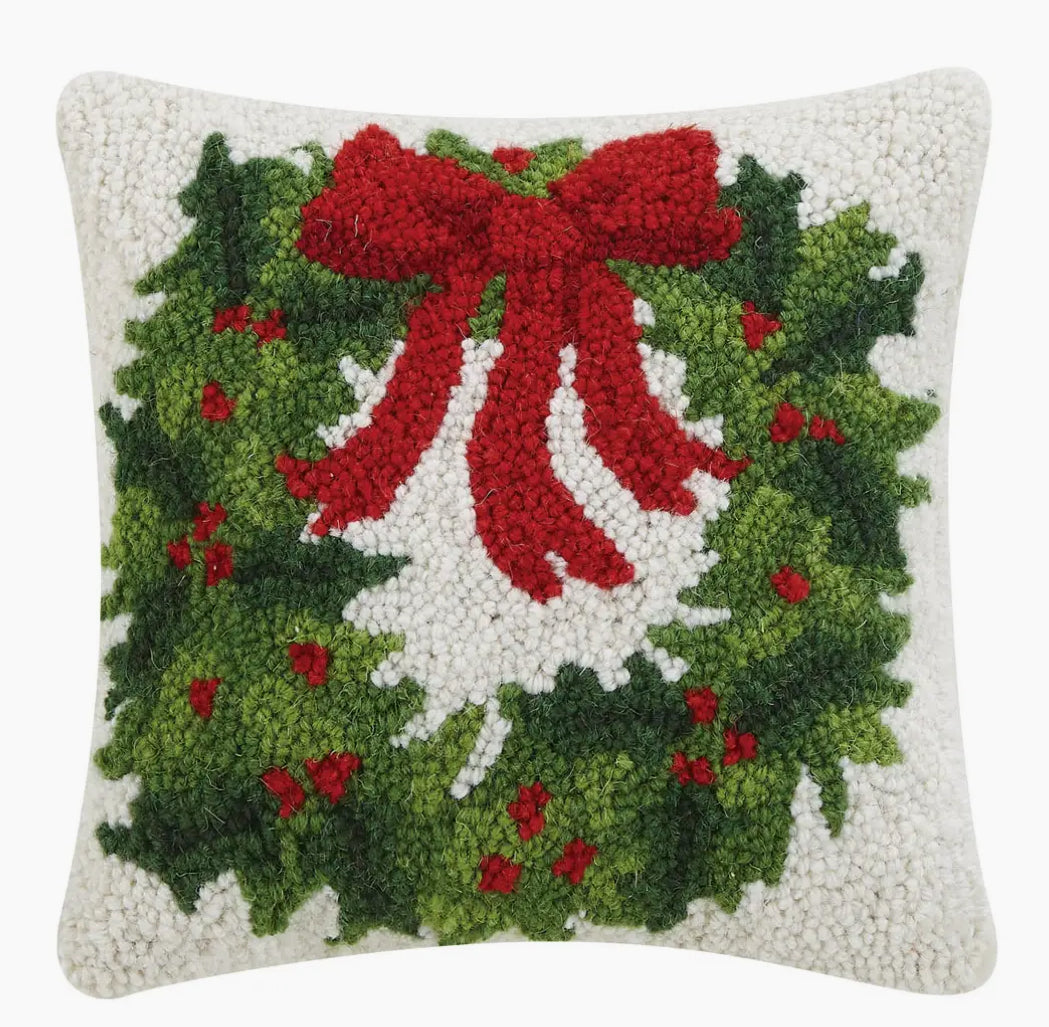 Classic Christmas Wreath Pillow