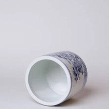 Load image into Gallery viewer, Small Blue &amp; White Porcelain Bird and Flower Cachepot C844