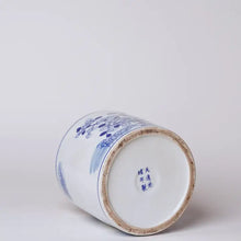 Load image into Gallery viewer, Small Blue &amp; White Porcelain Bird and Flower Cachepot C844