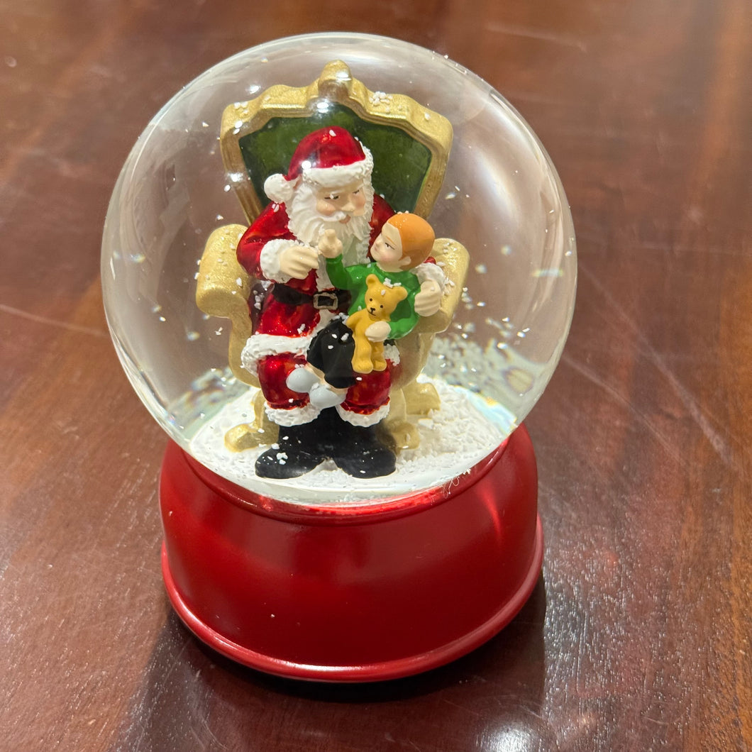 Santa and Child in Lap Snow Globe