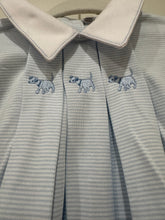 Load image into Gallery viewer, Light Blue Footie with Dogs Hand Embroidered