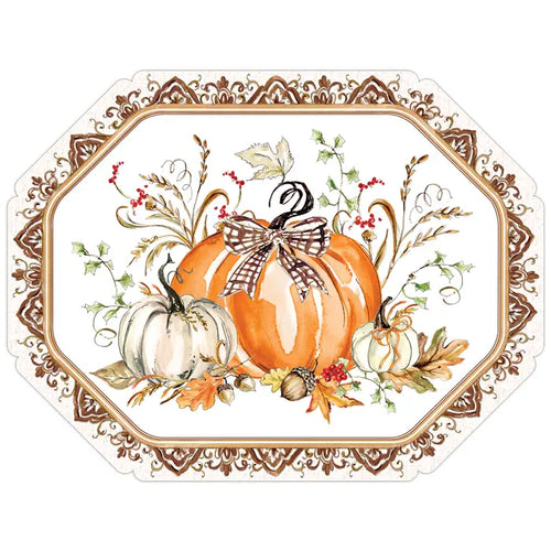 Pumpkin Foliage Brown Chinoiserie Placemat- 10 ct