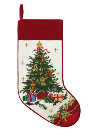Tree with Presents NP EMB Stocking