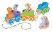 Load image into Gallery viewer, First Play Wooden Rocking Farm Animals Pull Train