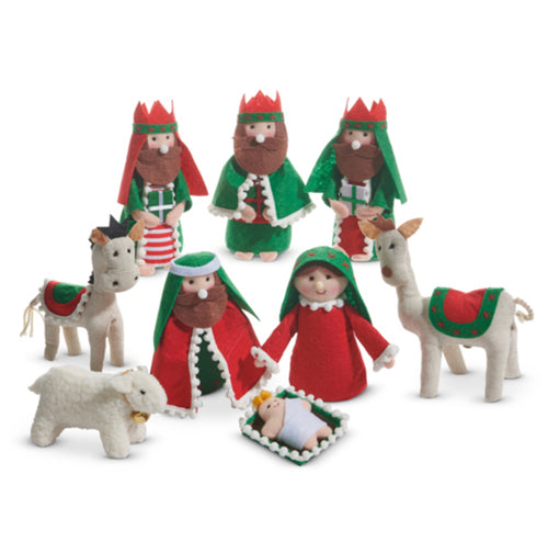 6’’ Red and Green Felt Nativity