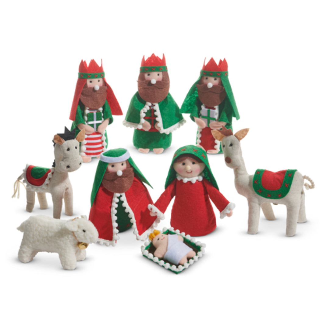 6’’ Red and Green Felt Nativity