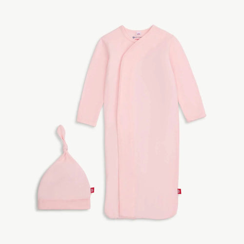 Pink Dogwood Gown and Hat Set NB-3 Mo