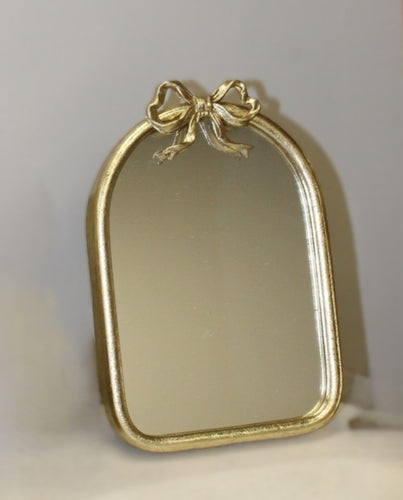Gold Bow Metal Table Mirror 6x4x9''