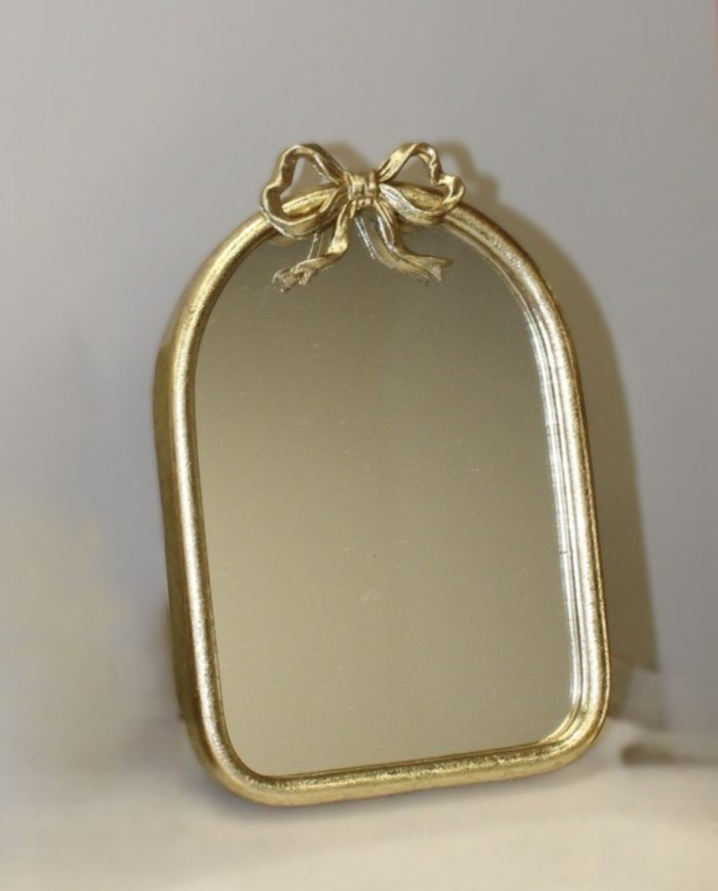 Gold Bow Metal Table Mirror 6x4x9''