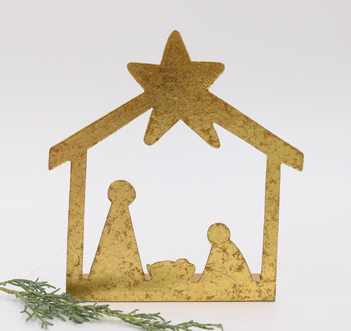 Gold Nativity Silhouette Tabletop 6''