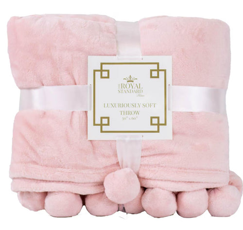 Cozy Pom Pom Throw Light Pink