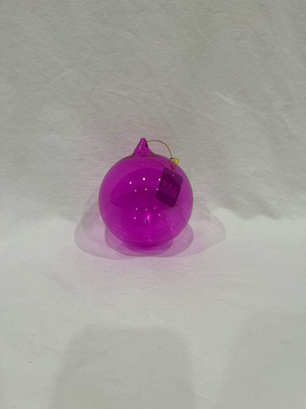 4’’ Pink Sheer Blown Glass Ball Ornament