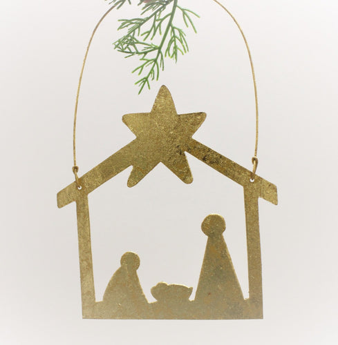 Gold Nativity Silhouette Ornament 6''