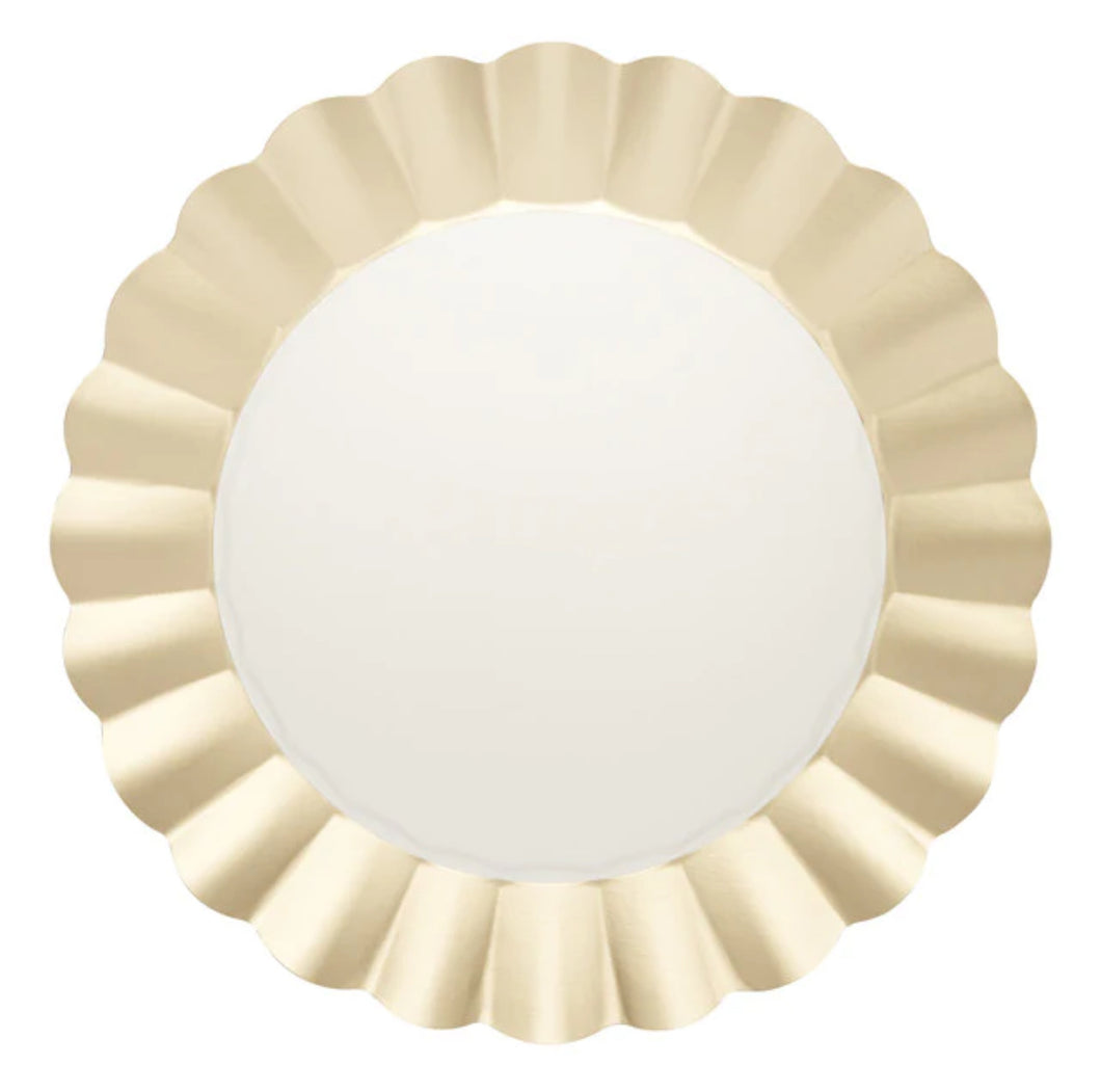 Gold and White Paper Charger Plate