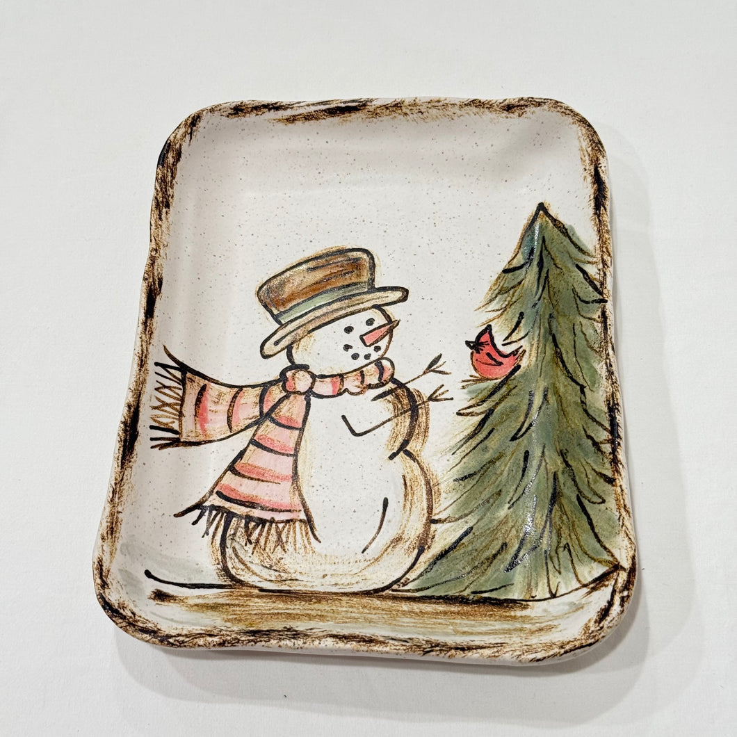 Snowman Meets Cardinal