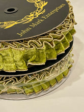 Load image into Gallery viewer, Apple Velvet Pleated Metallic Dupion John Mark Ribbon
