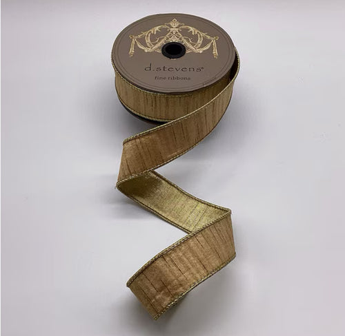 1.5’’ x 10yds Metallic Gold Back, Dark Almond