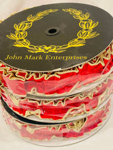 Load image into Gallery viewer, Red Velvet Pleated Metallic Dupion John Mark Ribbon