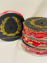 Load image into Gallery viewer, Red Velvet Pleated Metallic Dupion John Mark Ribbon