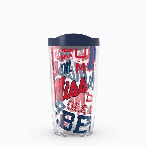 Ole Miss all over clear 16oz tumbler