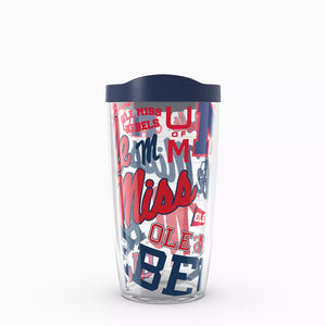 Ole Miss all over clear 16oz tumbler