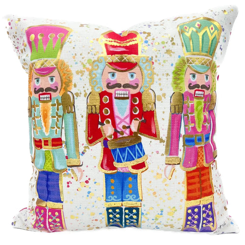 Colorful Nutcracker Pillow with Gold Foil accents 20