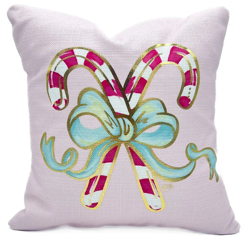 Pink & Mint Candy Canes Pillow 16 x 16
