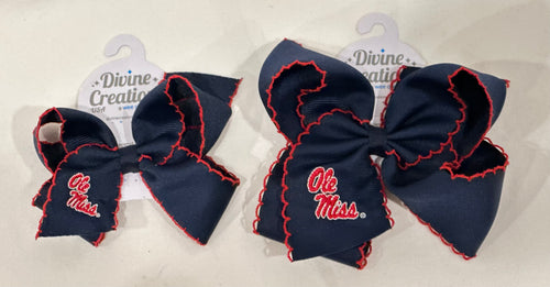 Ole Miss Embroidered Moonstitch Bow