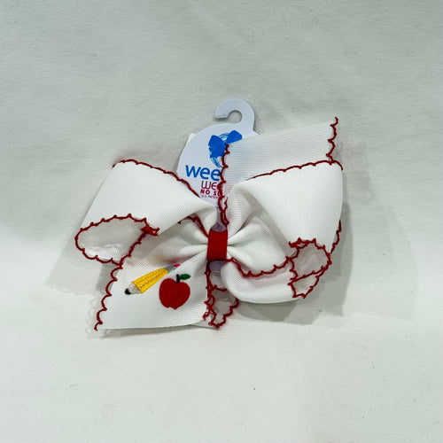 Back to School Embroidered Moonstitch Bow