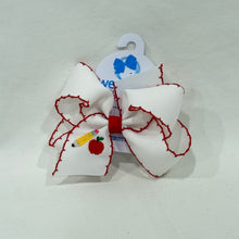 Load image into Gallery viewer, Back to School Embroidered Moonstitch Bow